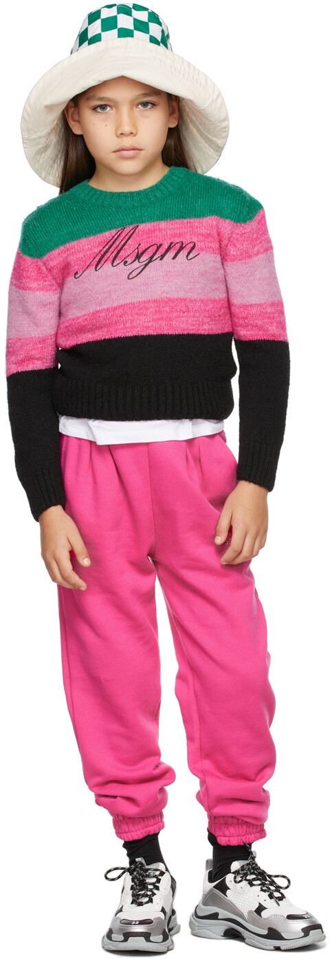 

Детские розовые штаны со стразами и логотипом MSGM Kids