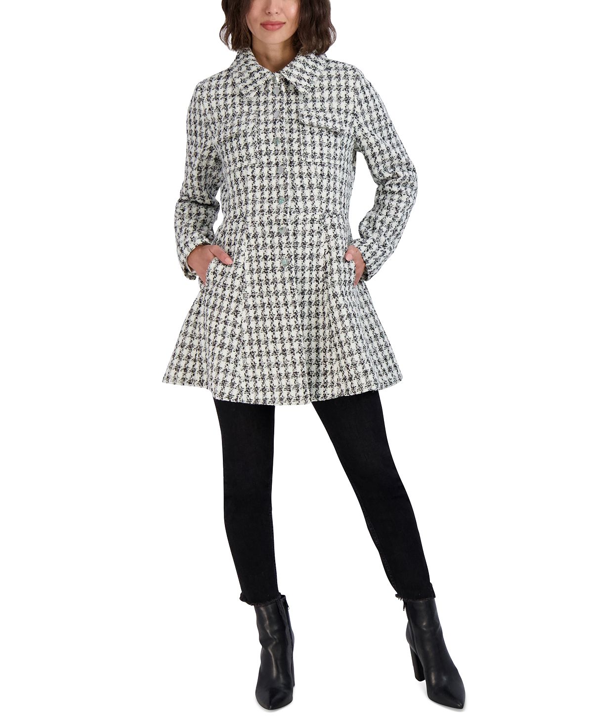 

Женское однобортное твидовое пальто с юбкой Laundry by Shelli Segal, мульти, Серый