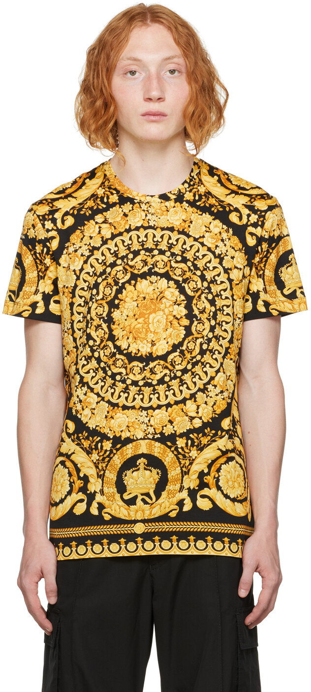 

Черная барочная футболка Versace, Черный