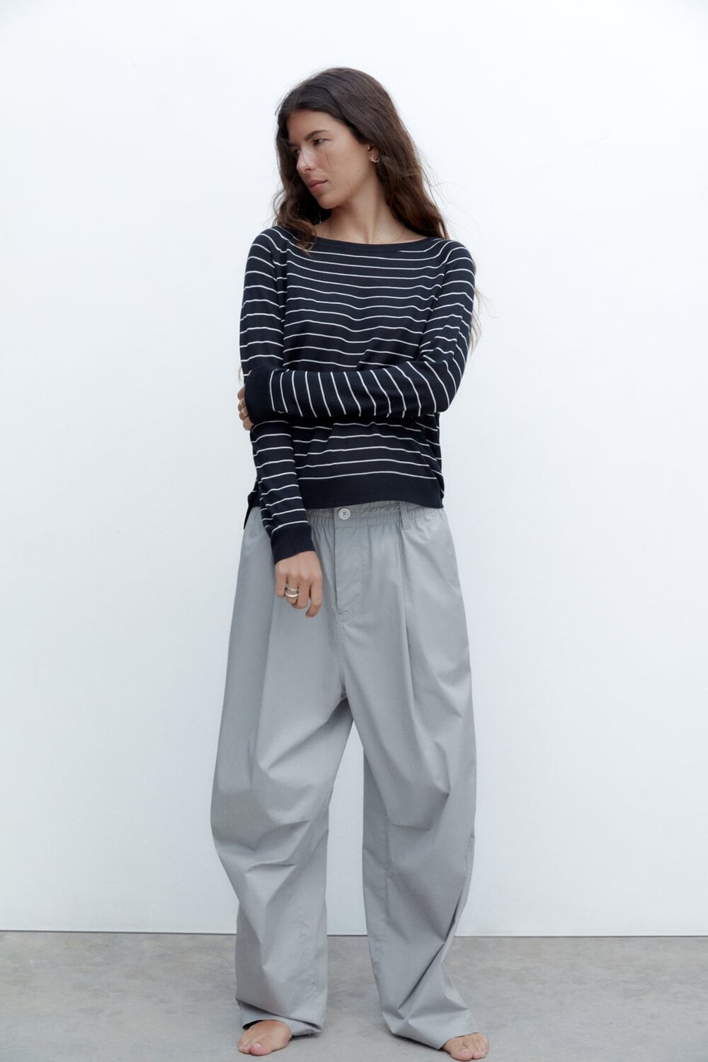

Базовый вязаный свитер ZARA, темно-синий