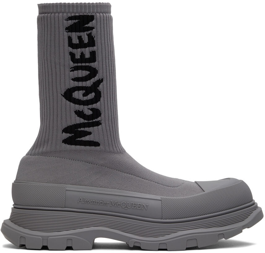 

Серые высокие кеды с граффити Tread Slick Alexander McQueen
