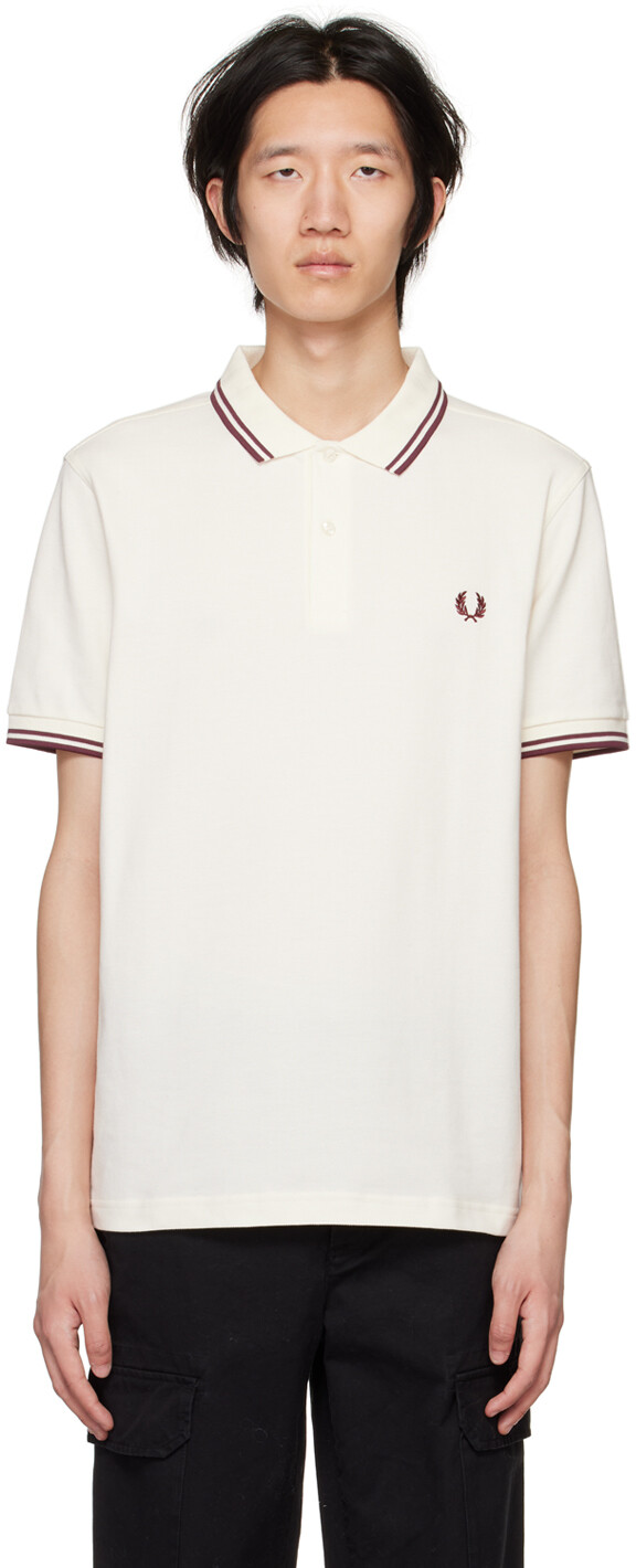 

Поло Off-White с двумя окантовками Fred Perry, Коричневый