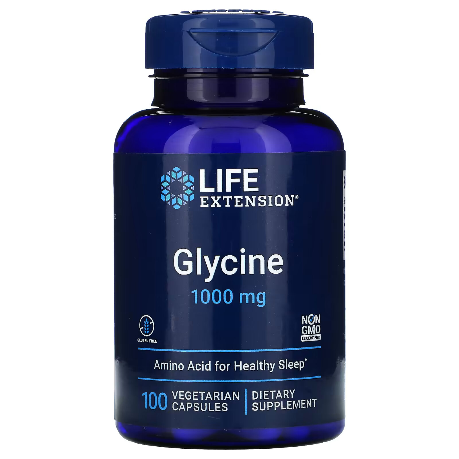 Life Extension, глицин, 1000 мг, 100 вегетарианских капсул solaray глицин 1000 мг 60 вегетарианских капсул