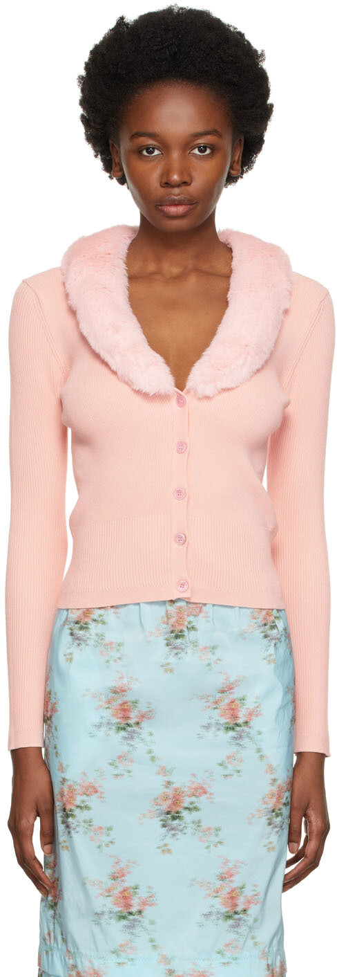 

Розовый кардиган из искусственного меха Blumarine