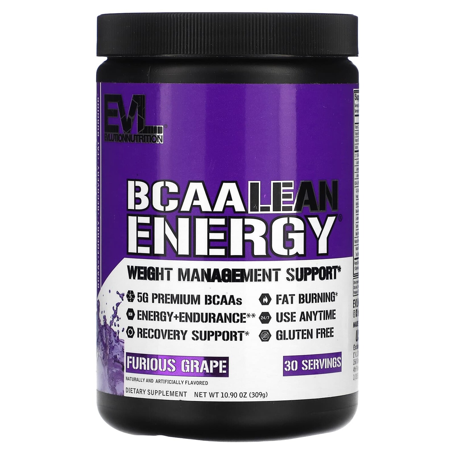

BCAA LEAN ENERGY, виноград яростный, 309 г (10,9 унции), EVLution Nutrition