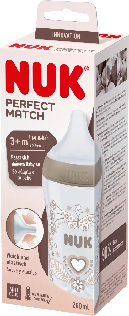 

Детская бутылочка Perfect Match коричневая с 3 месяцев 260 мл 1 шт. NUK
