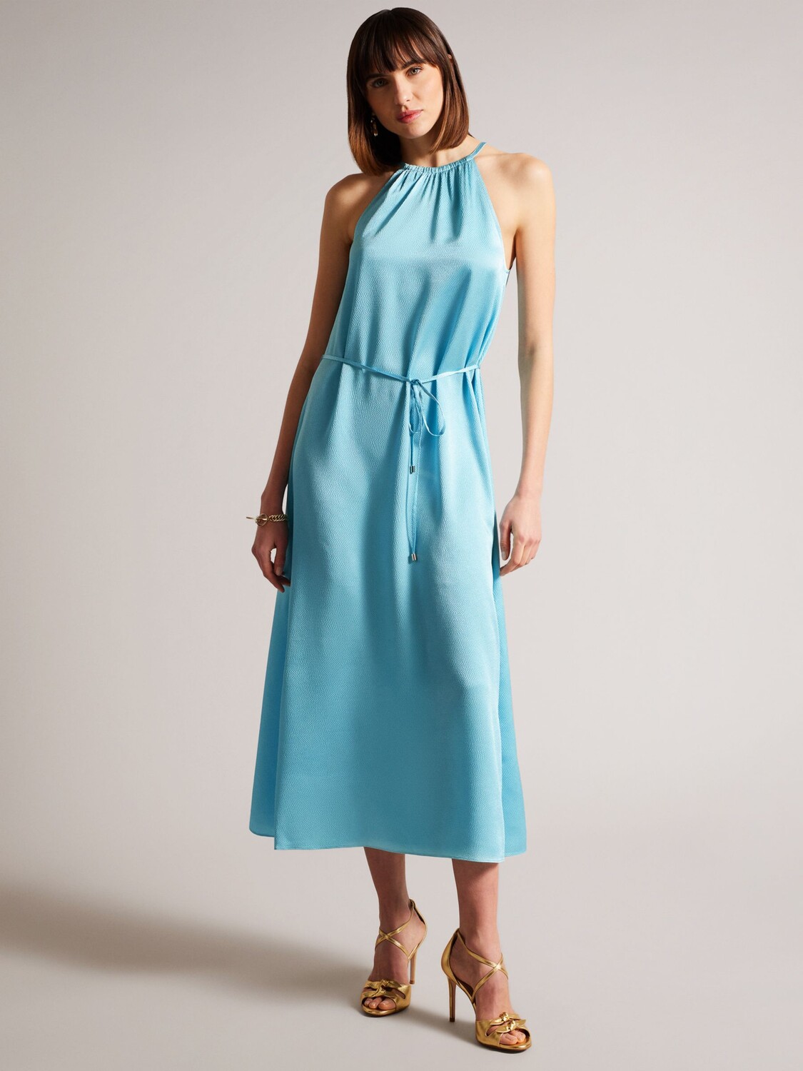 

Платье миди с воротником-халтером Ted Baker Roxietyy, синее