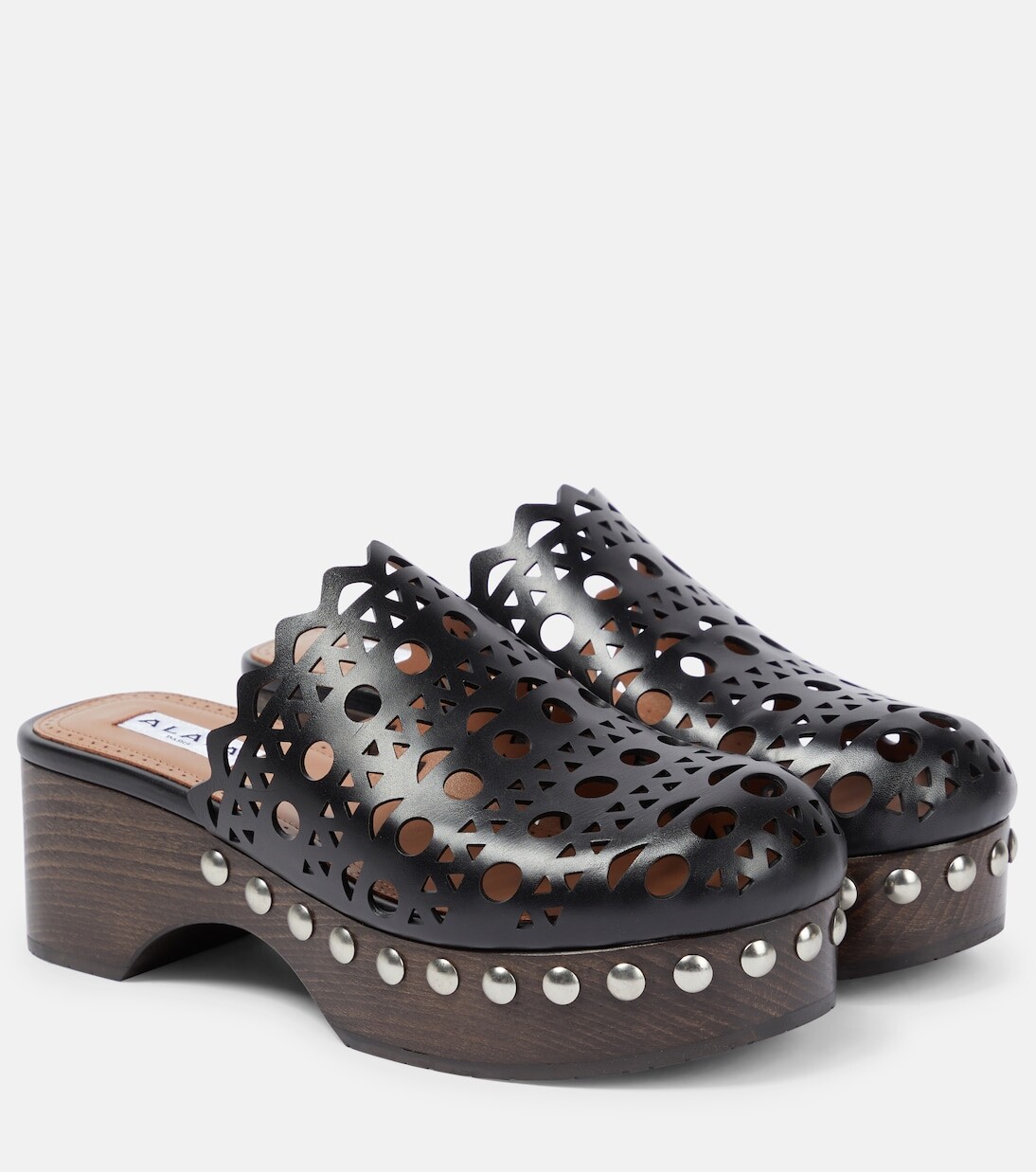 

Кожаные сабо с лазерной резкой Alaïa, черный
