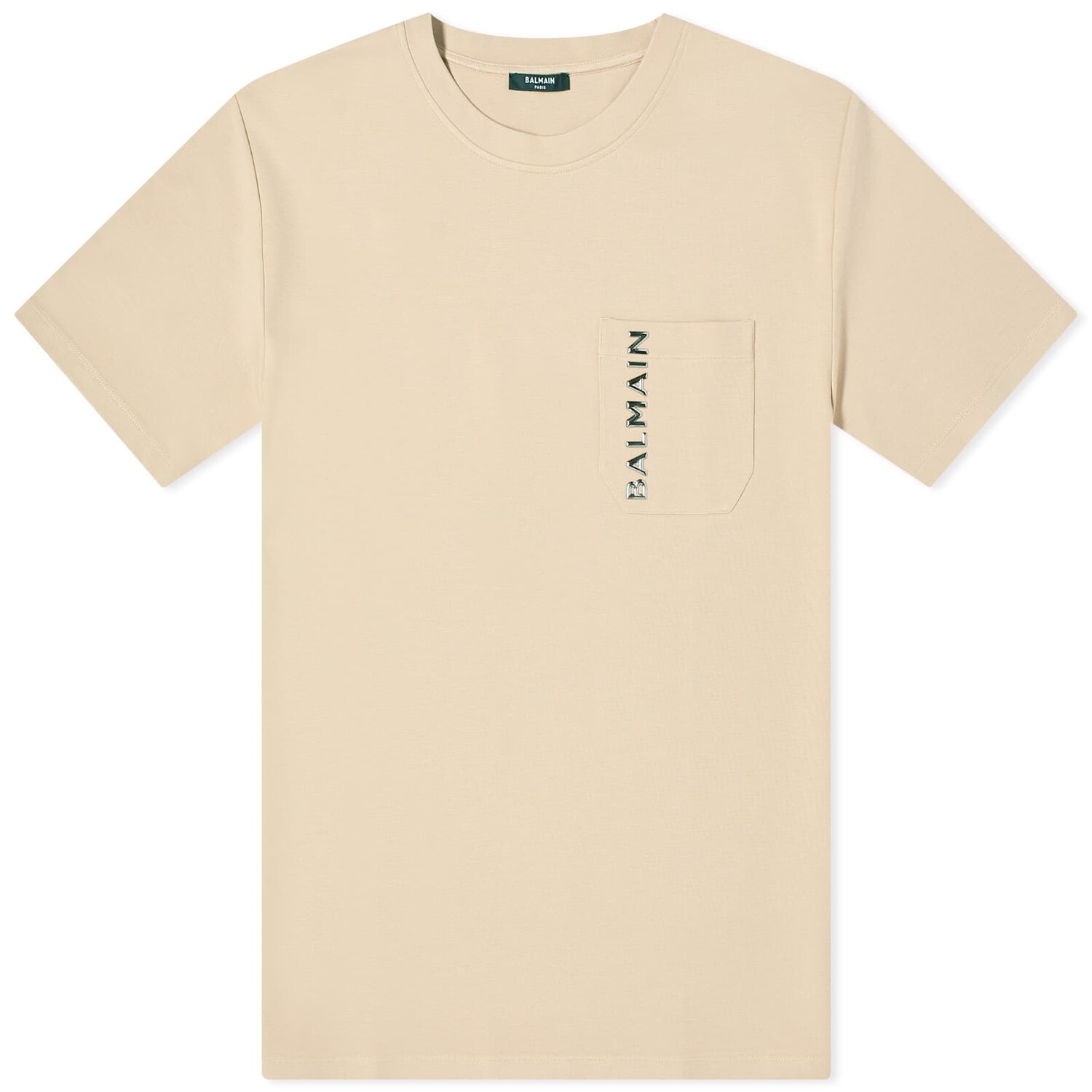 

Футболка Balmain Laminato Logo, бежевый и серебристый