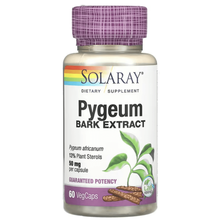 Экстракт коры пиджеума Pygeum Bark Extract, 50 мг, 60 растительных капсул, Solaray
