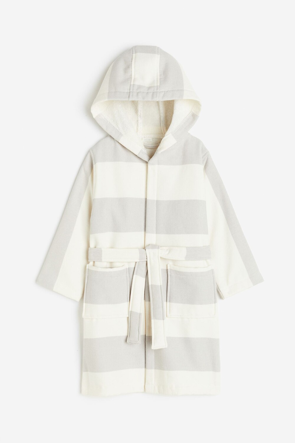

Детский махровый халат H&M Home Striped, светло-серый/белый