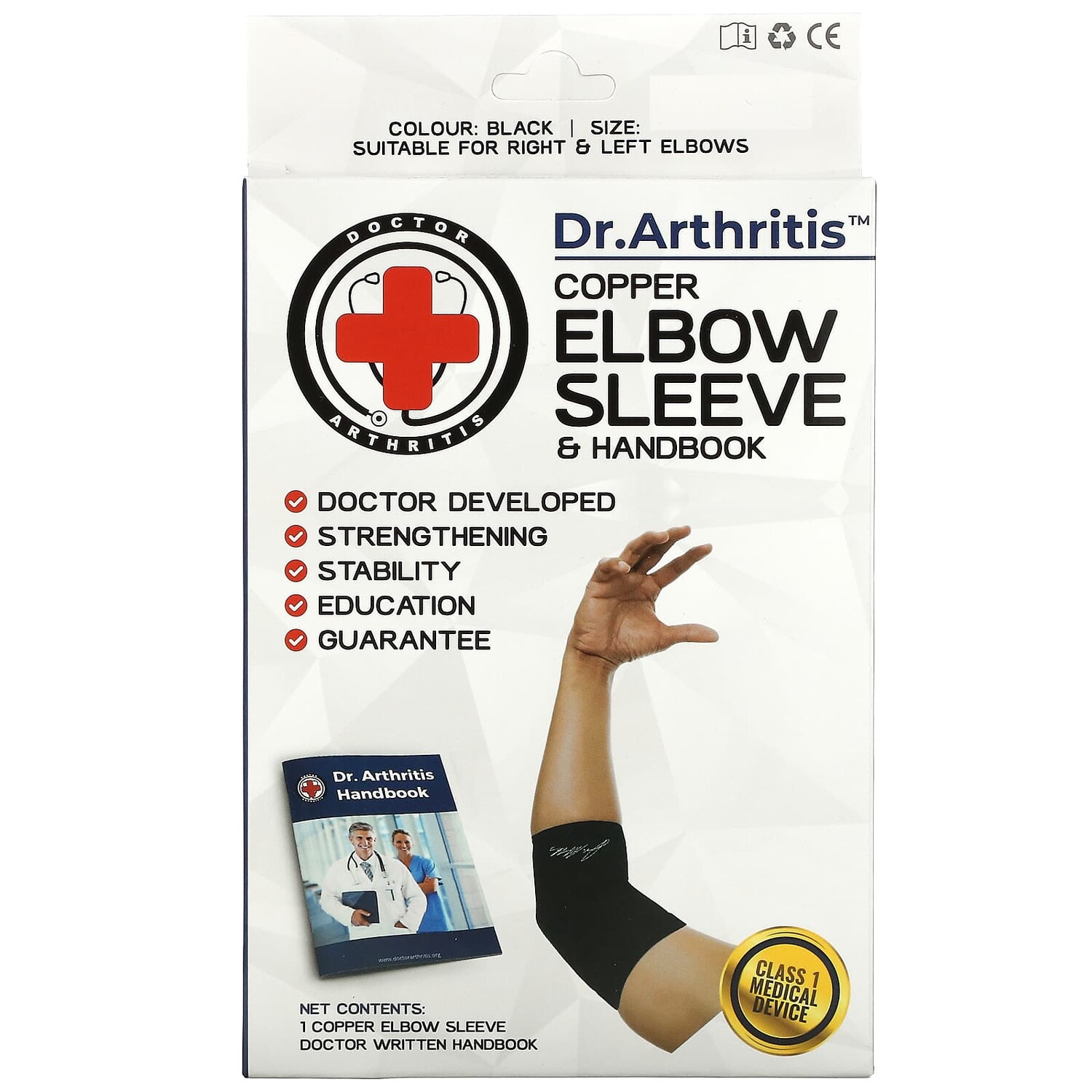 

Медный Рукав Doctor Arthritis до локтя, средний размер, черный