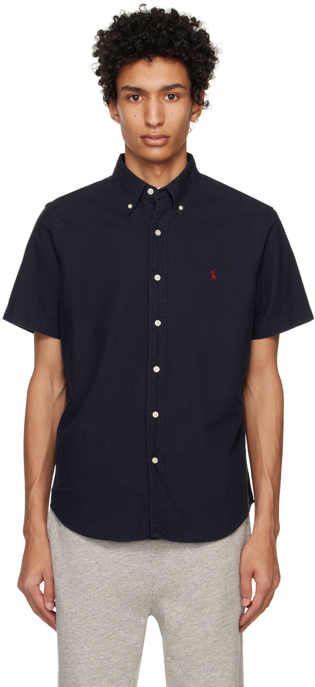 

Темно-синяя рубашка, окрашенная в готовом виде Polo Ralph Lauren
