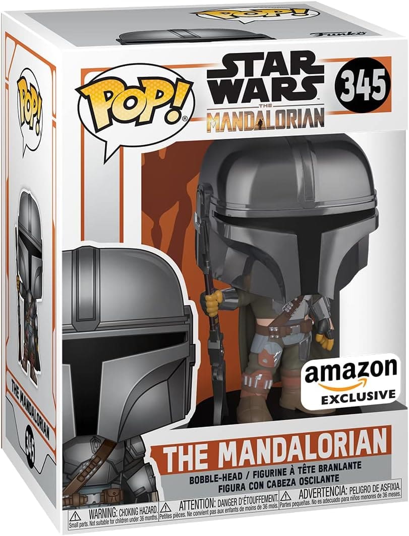 Фигурка Funko POP! Star Wars: The Mandalorian - Mandalorian (Chrome), Amazon Exclusive фигурка funko pop bobble star wars mandalorian mandalorian holo gw exc 345 60654