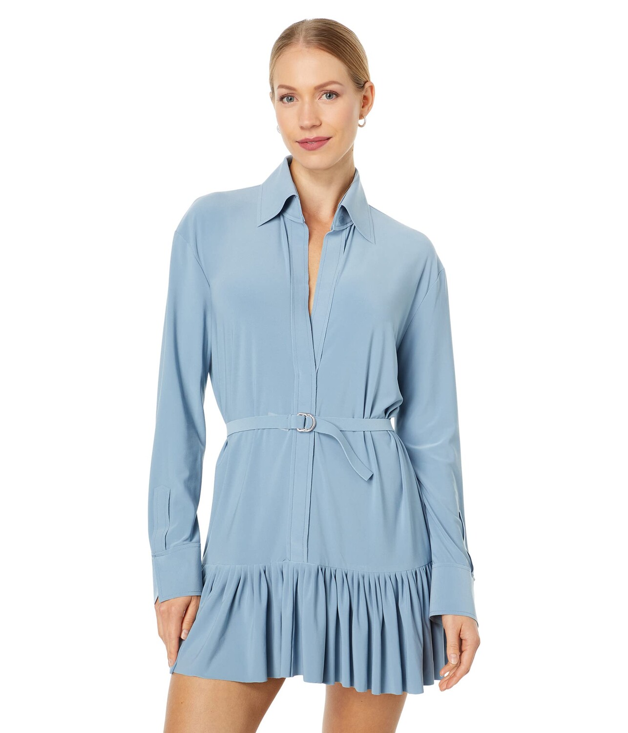 

Платье Norma Kamali, NK Shirt Collar Stand w/ Pleated Mini Skirt