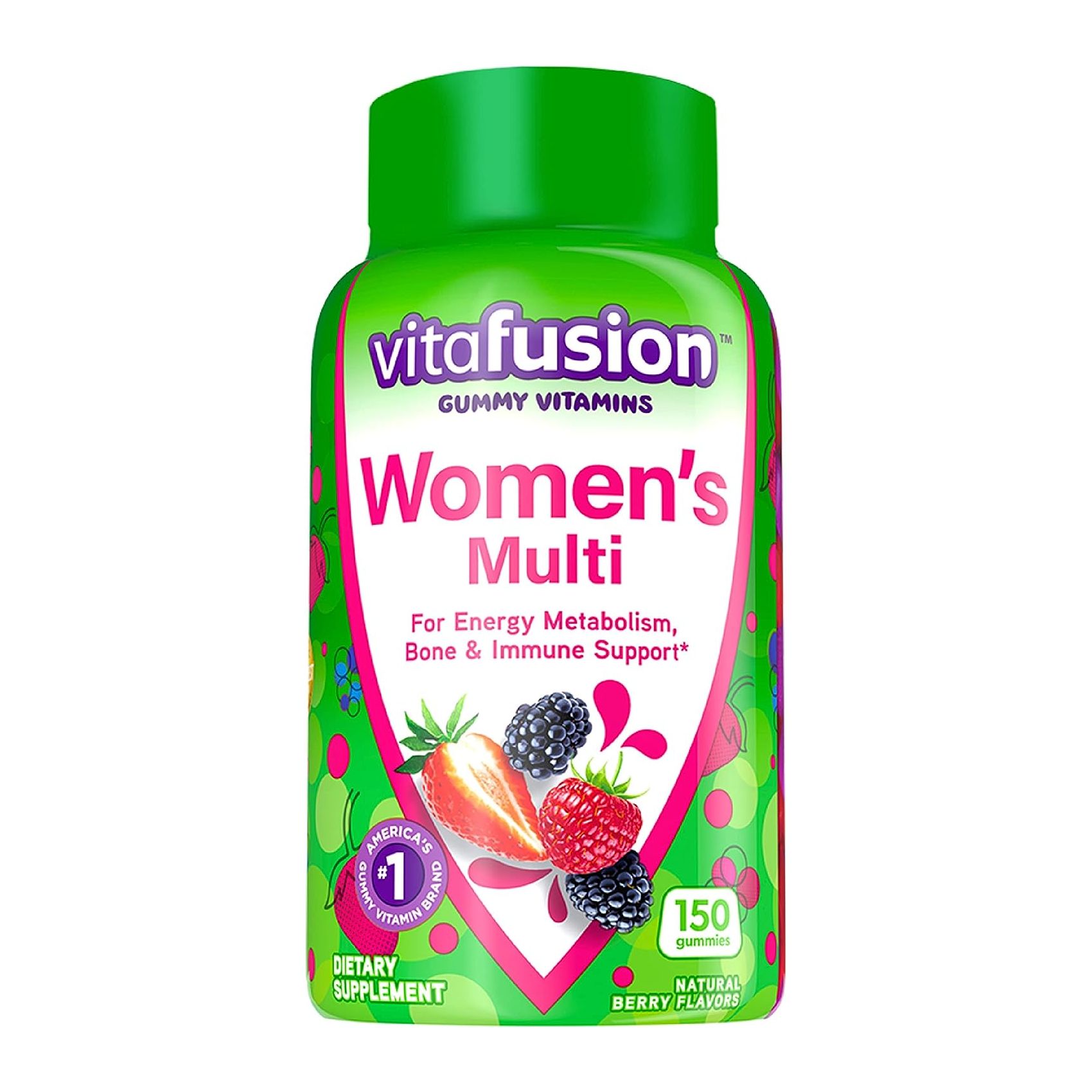 Мультивитамины Vitafusion Womens Gummies Berry Flavored, 150 жевательных конфет one a day для женщин мультивитамины от фруктовых укусов натуральные фрукты 60 укусов