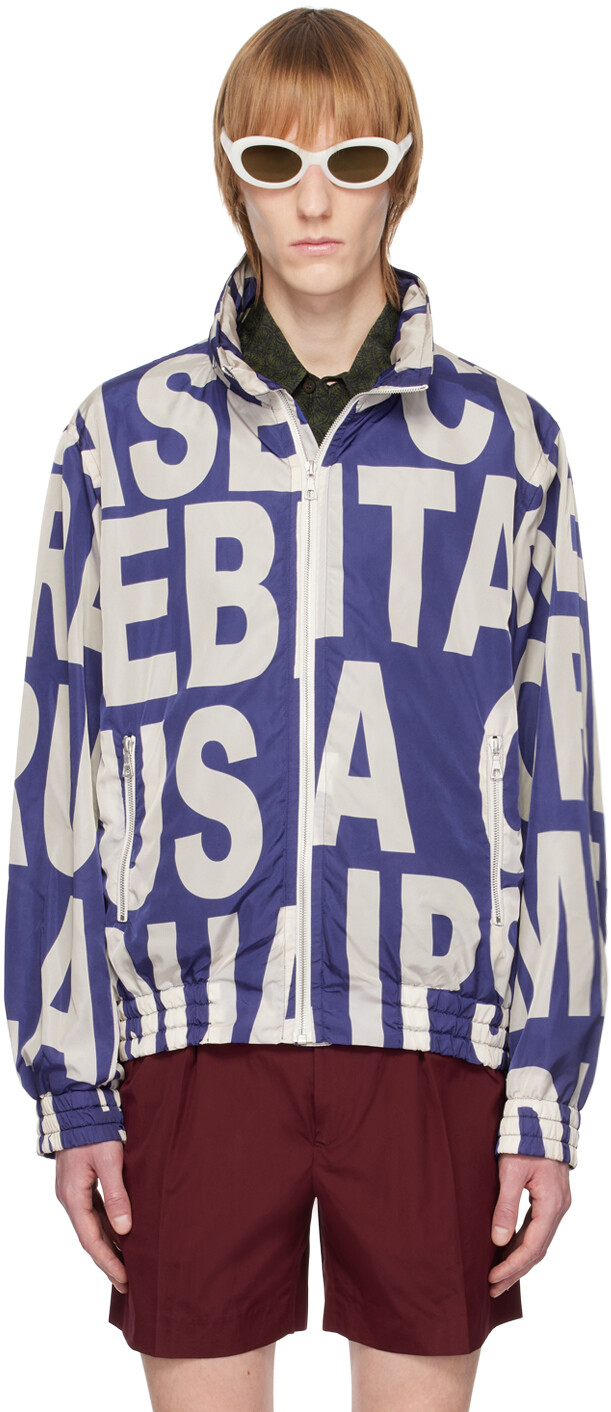 

Синяя куртка с рисунком Dries Van Noten, Синий