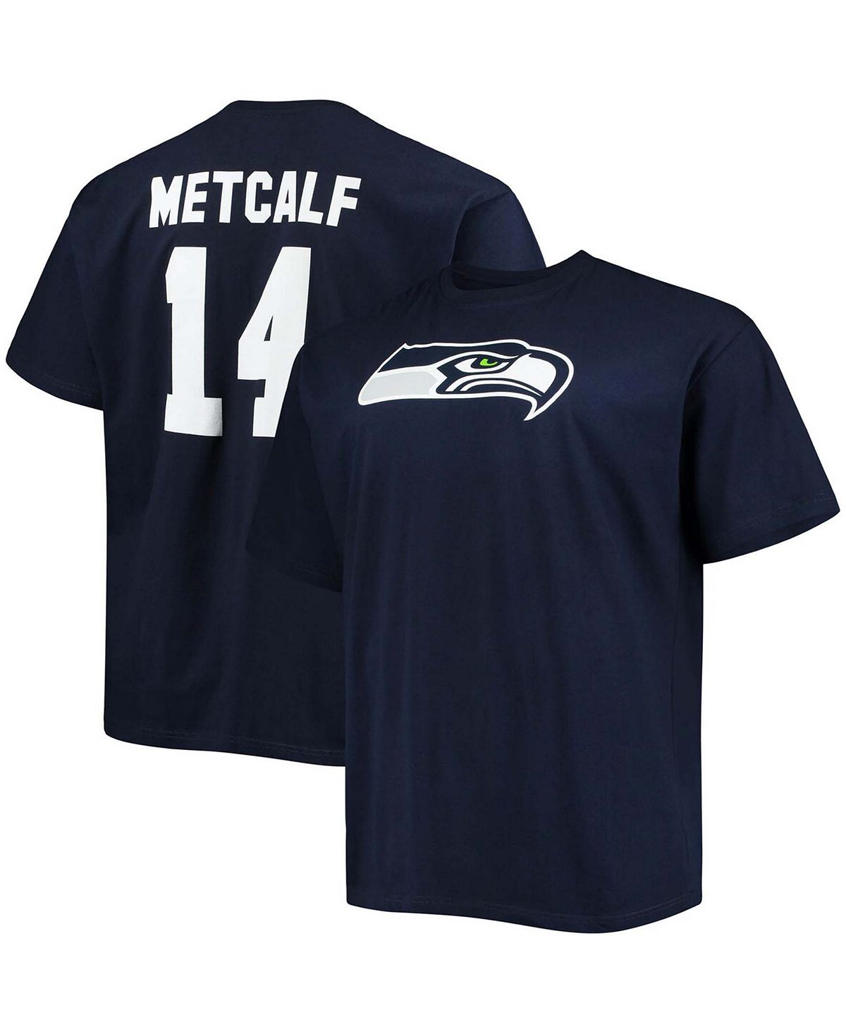 Мужская футболка big and tall dk metcalf college navy seattle seahawks с именем и номером игрока Fanatics, синий мужская футболка с капюшоном dk metcalf college navy seattle seahawks с именем и номером tri blend fanatics синий