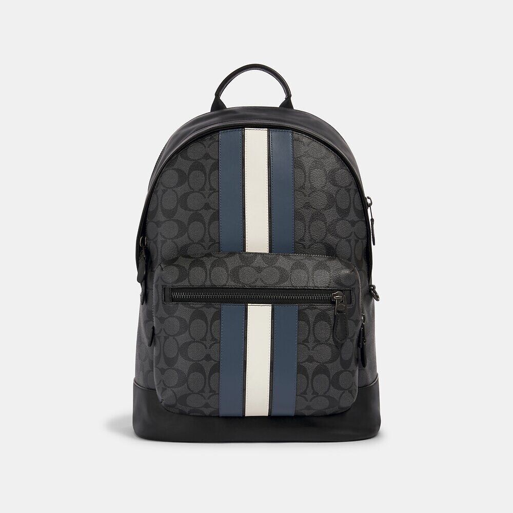 

Рюкзак Coach Outlet Varsity West, серый/синий/бежевый
