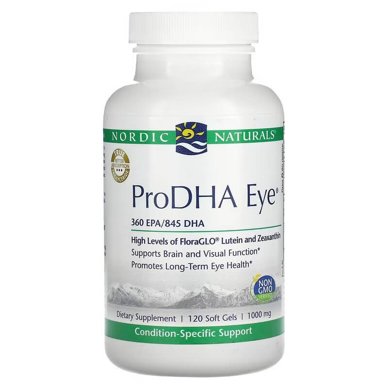 ProDHA для глаз Nordic Naturals 1000 мг, 120 капсул nordic naturals prodha 1000 добавка с аминокислотами с клубничным вкусом 1000 мг 120 капсул