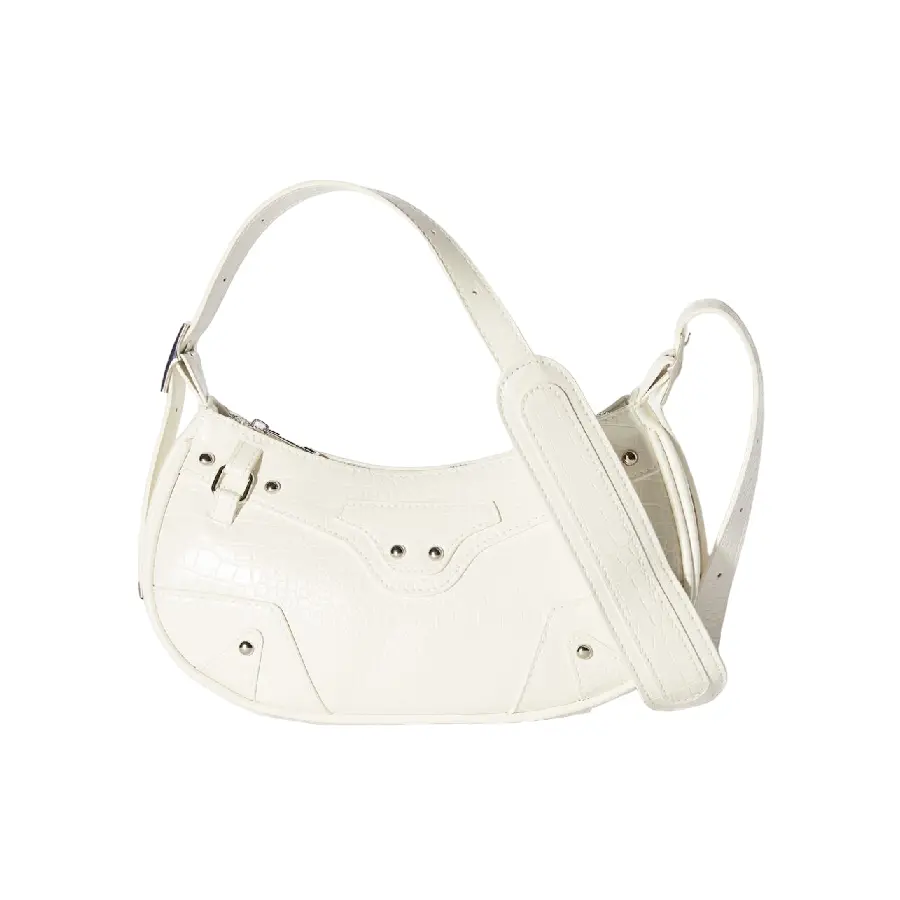 

Сумка Bershka Studded Faux Leather With Strap, белый