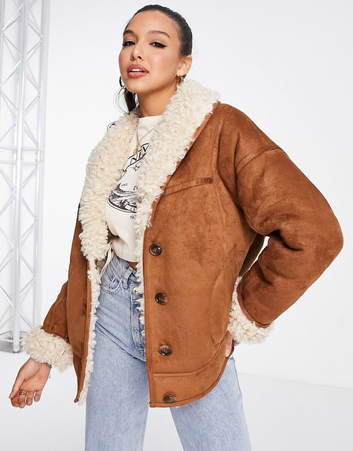 

Куртка из искусственной замши Miss Selfridge, коричневый