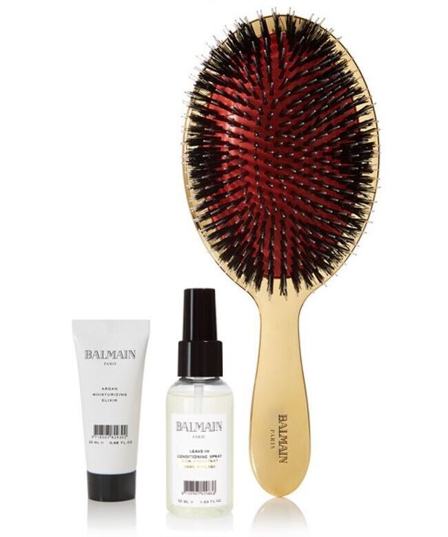 

Balmain Golden Spa Brush набор: золотая расческа, 1 шт. + аргановый эликсир, 20 мл + несмываемый кондиционер, 50 мл