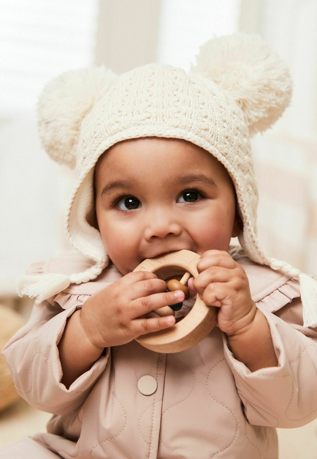 Кепка Baby Double Pom Trapper Hat Next, цвет cream