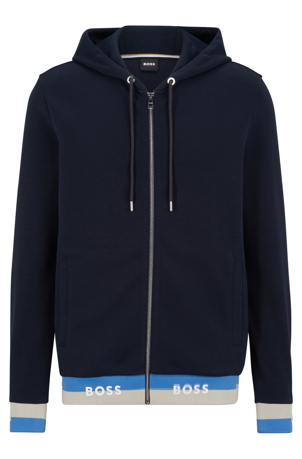 

Толстовка Hugo Boss Cotton-blend With Logo Cuffs And Hem, темно-синий