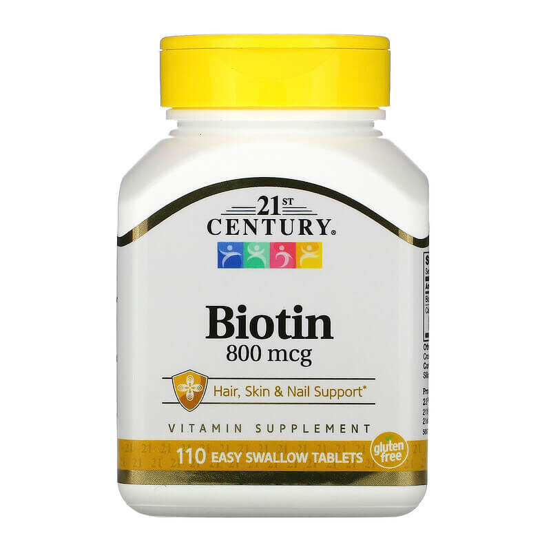 Биотин, 800 мкг, 110 таблеток, 21st Century 21st century биотин 10 000 мкг 120 таблеток