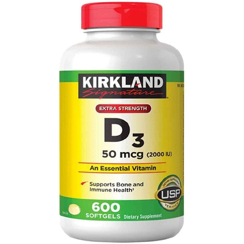 Витамин D3 Kirkland Signature Extra Strength 50 мкг, 600 мягких капсул цена и фото