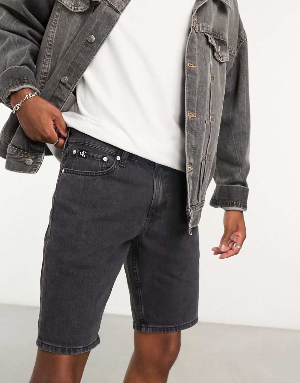 

Черные джинсовые шорты прямого кроя Calvin Klein Jeans