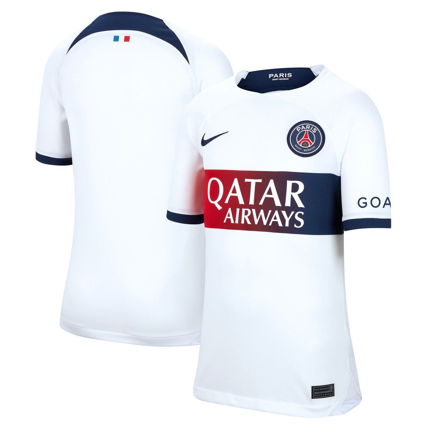 

Молодежная белая футболка Nike Paris Saint-Germain 2023/24 на выездном стадионе Nike