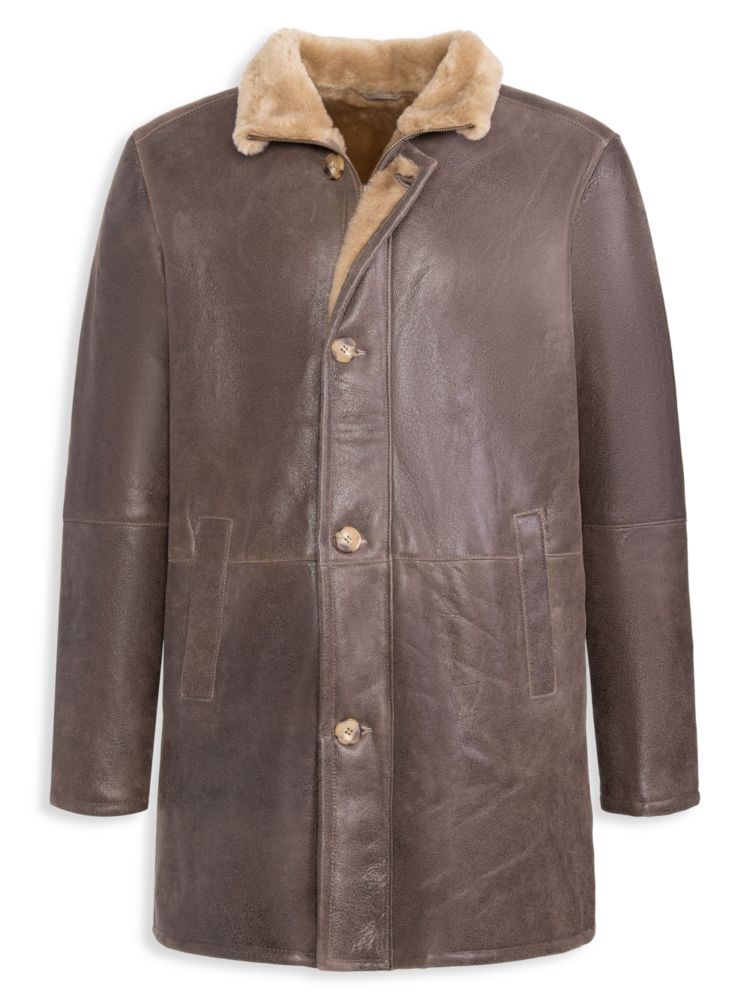 Однобортное пальто из дубленки Wolfie Furs, коричневый