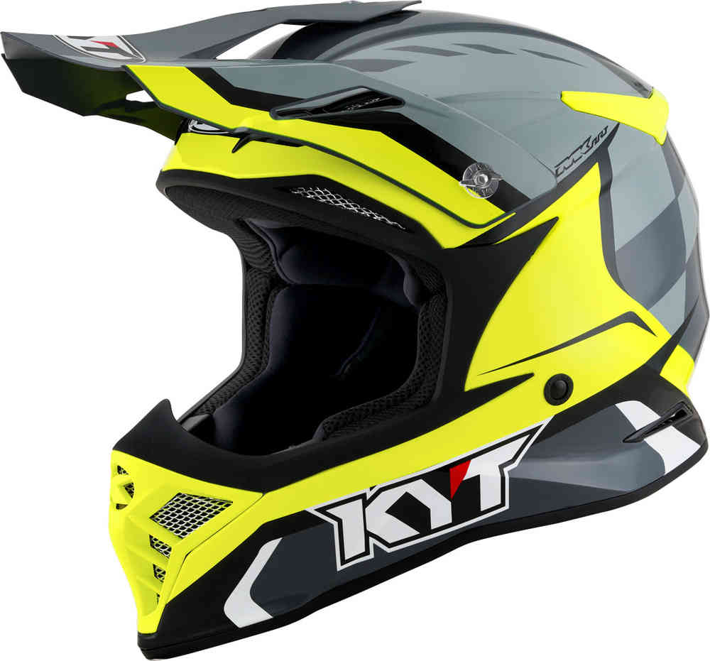 Светящийся шлем для мотокросса Skyhawk KYT, серый/желтый