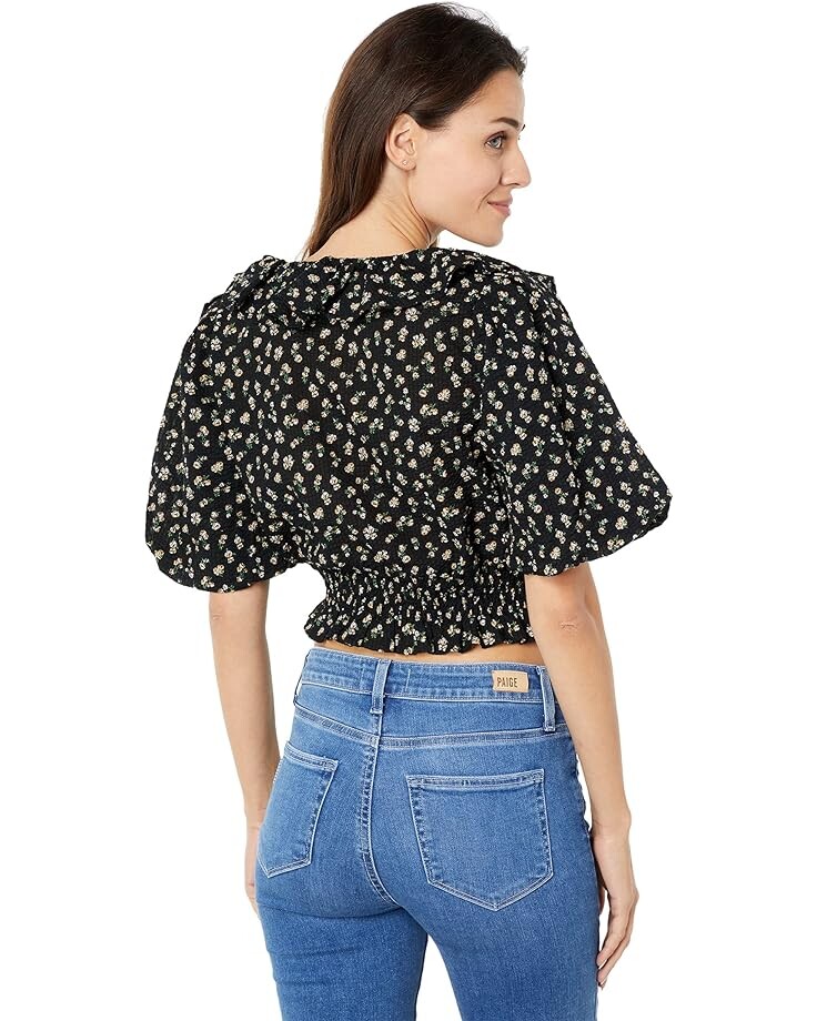 

Топ WAYF Mayville Smocked Faux Top, цвет Black/Yellow Ditsy