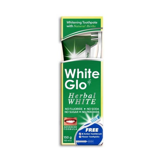 цена Отбеливающая травяная зубная паста 100мл + зубная щетка White Glo, Herbal White Toothpaste
