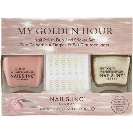 

Nails.INC My Golden Hour Duo и набор наклеек Nails Inc