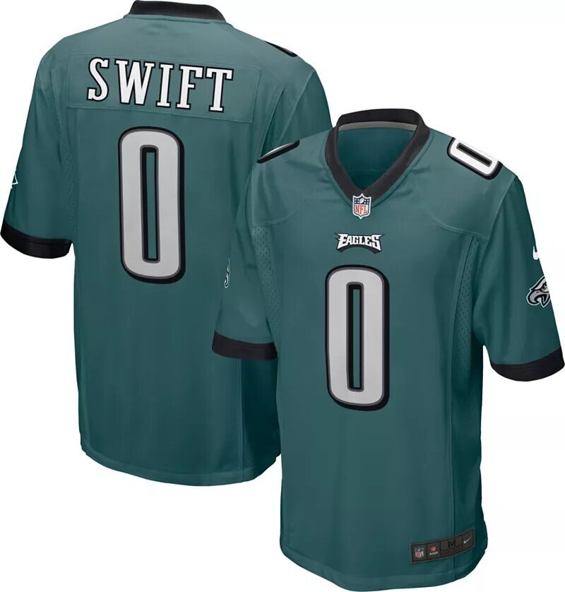 

Мужская зеленая игровая майка Nike Philadelphia Eagles D'Andre Swift #0