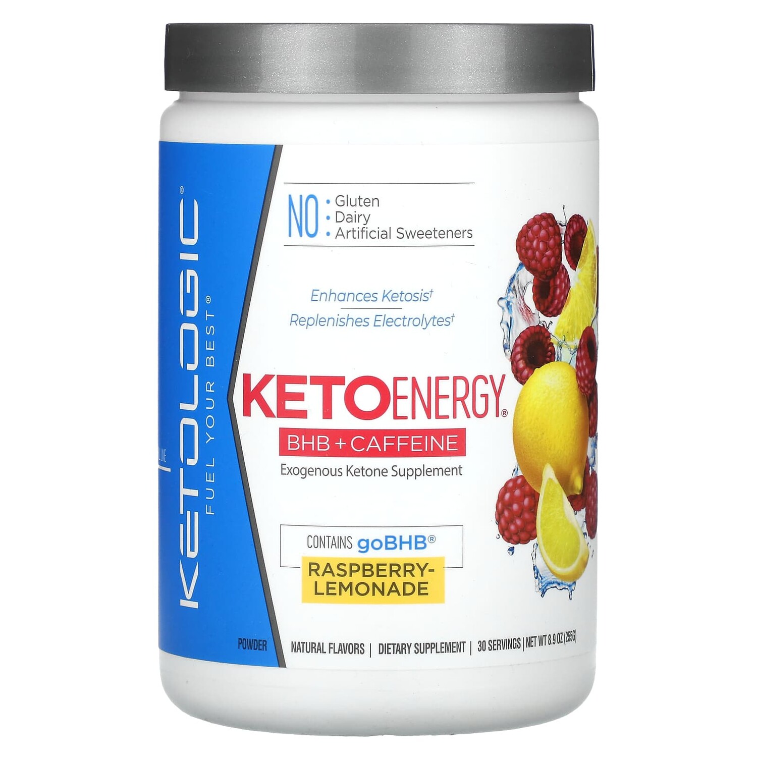 

Keto Energy, BHB + кофеин, малина и лимонад, 255 г (8,9 унции), KetoLogic
