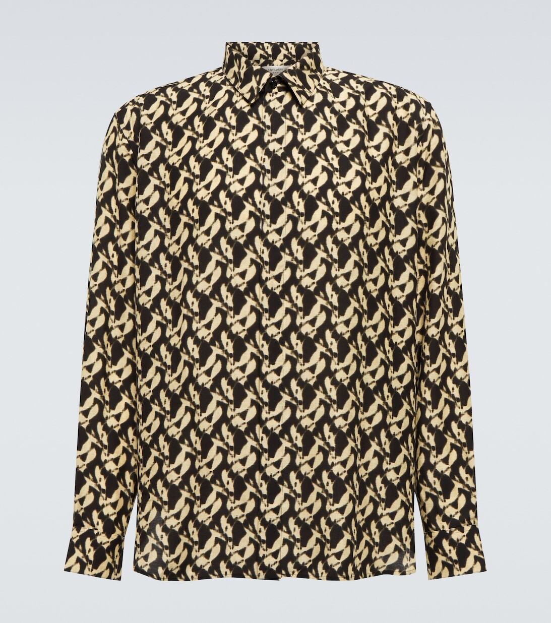 

Атласная рубашка с принтом Saint Laurent, черный