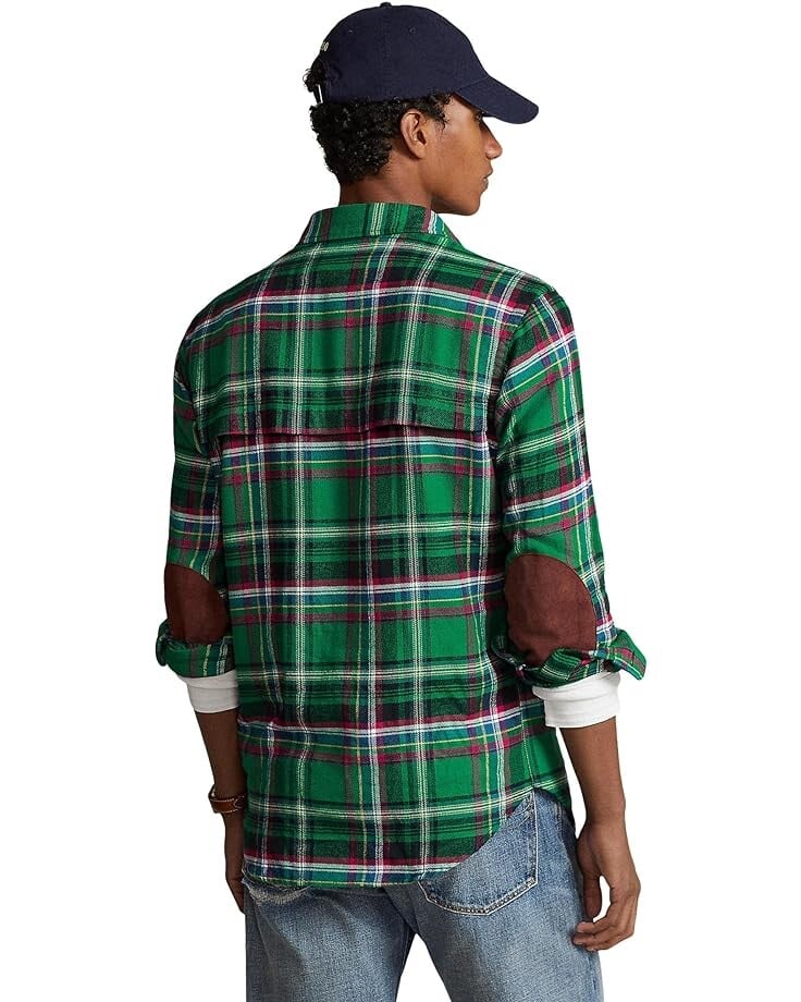 

Рубашка Polo Ralph Lauren Classic Fit Suede Patch Plaid Workshirt, цвет Green/Black Multi