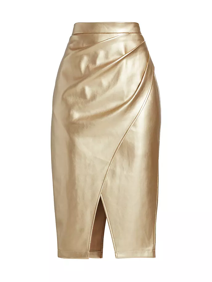 Кожаная юбка Harley Vegan Elie Tahari, цвет liquid gold