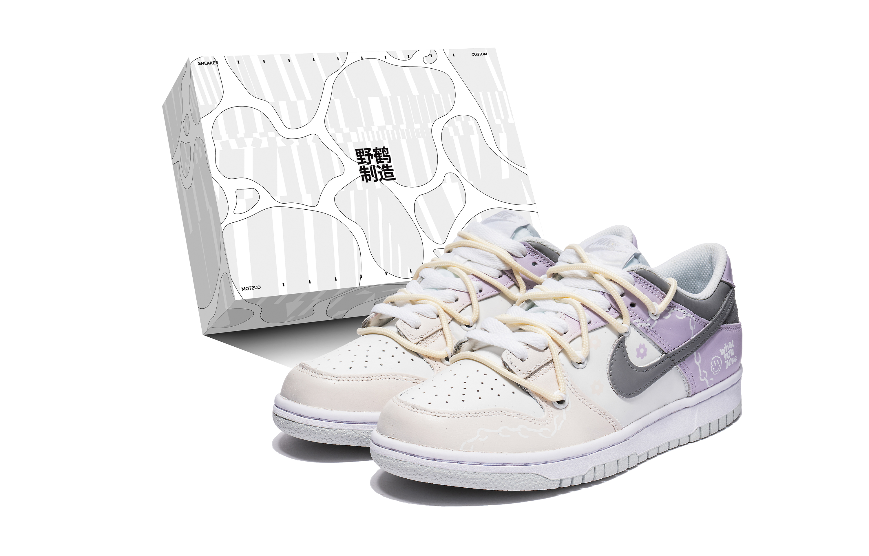 

Кроссовки Nike Dunk Skateboarding Shoes Women's Low-top White/purple, светло-фиолетовый