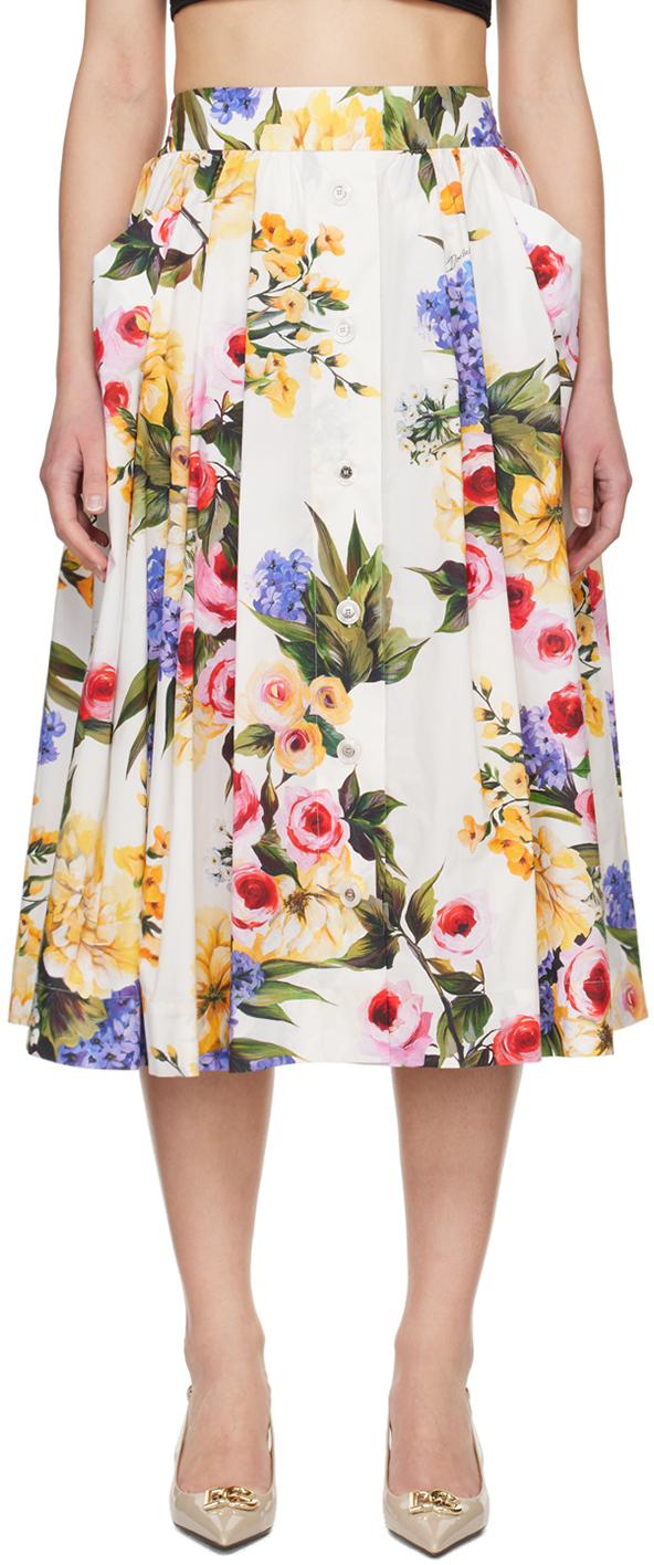 цена Разноцветная юбка-миди с цветочным принтом Dolce&Gabbana