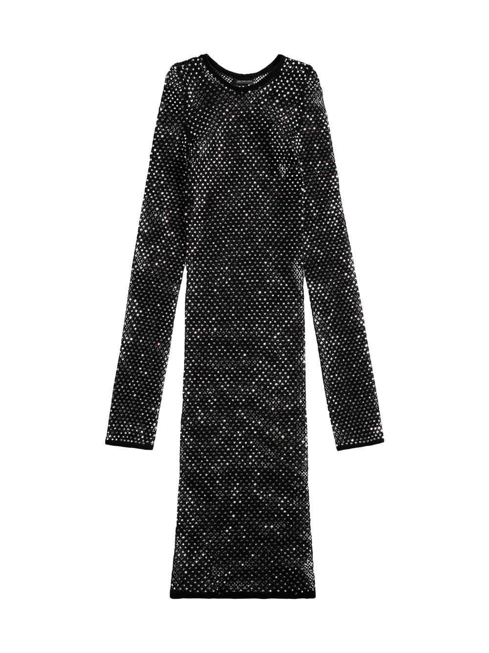 Сетчатое мини-платье с кристаллами Balenciaga, черный