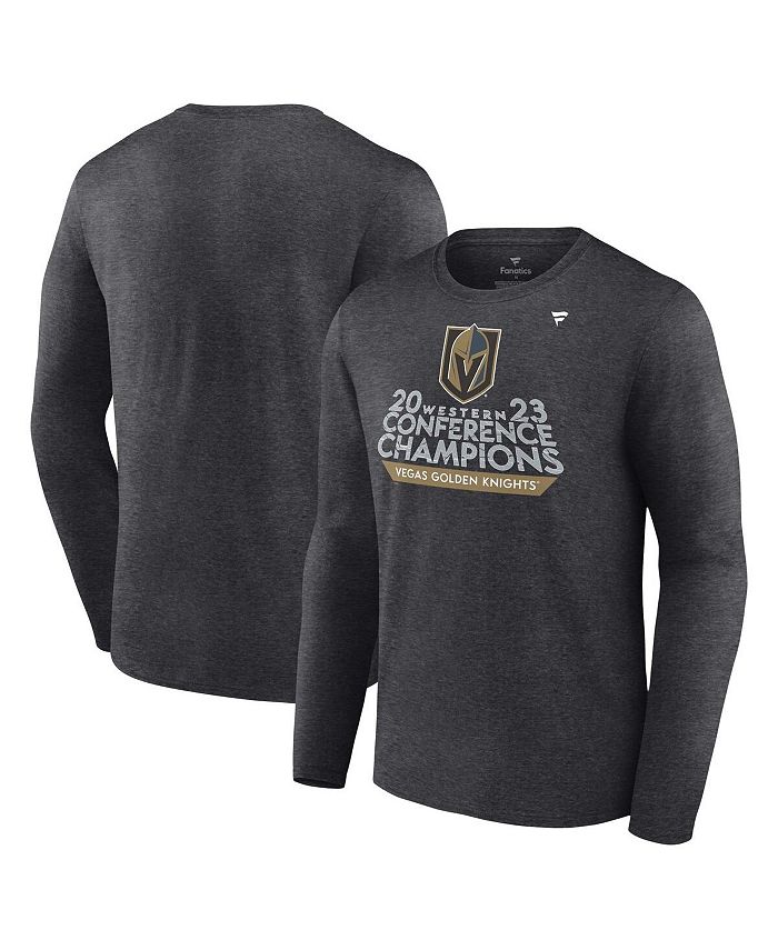 

Мужская футболка с длинным рукавом с фирменным логотипом Heather Charcoal Vegas Golden Knights 2023 Western Conference Champions Locker Room Fanatics, черный