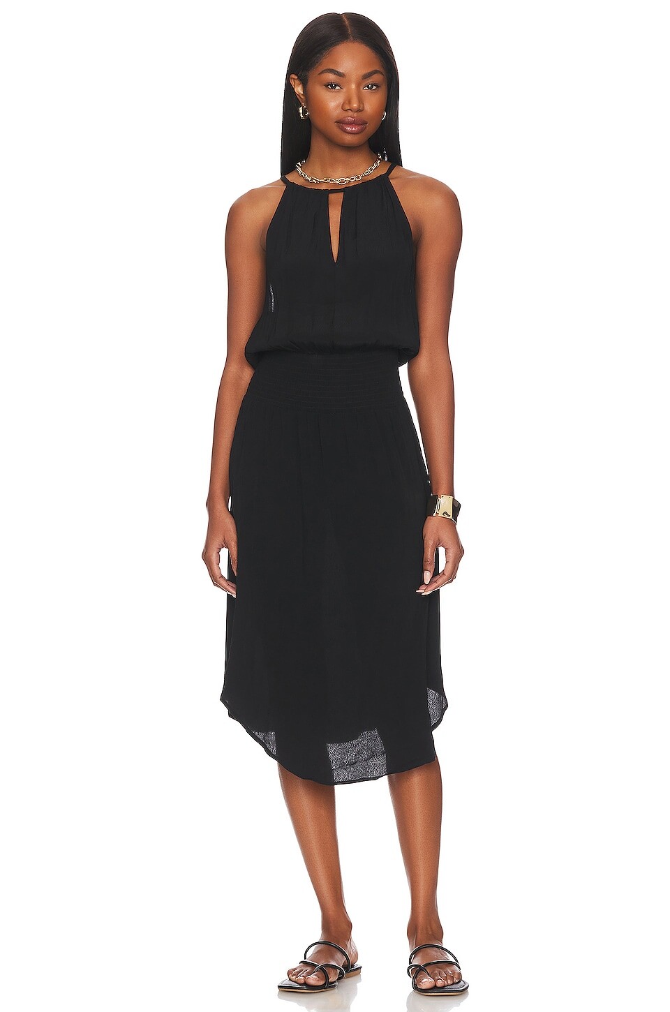 

Платье миди Bobi Black Smocked Waist, черный