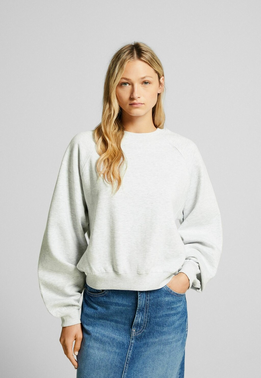 

Толстовка с капюшоном Bershka, серый меланж