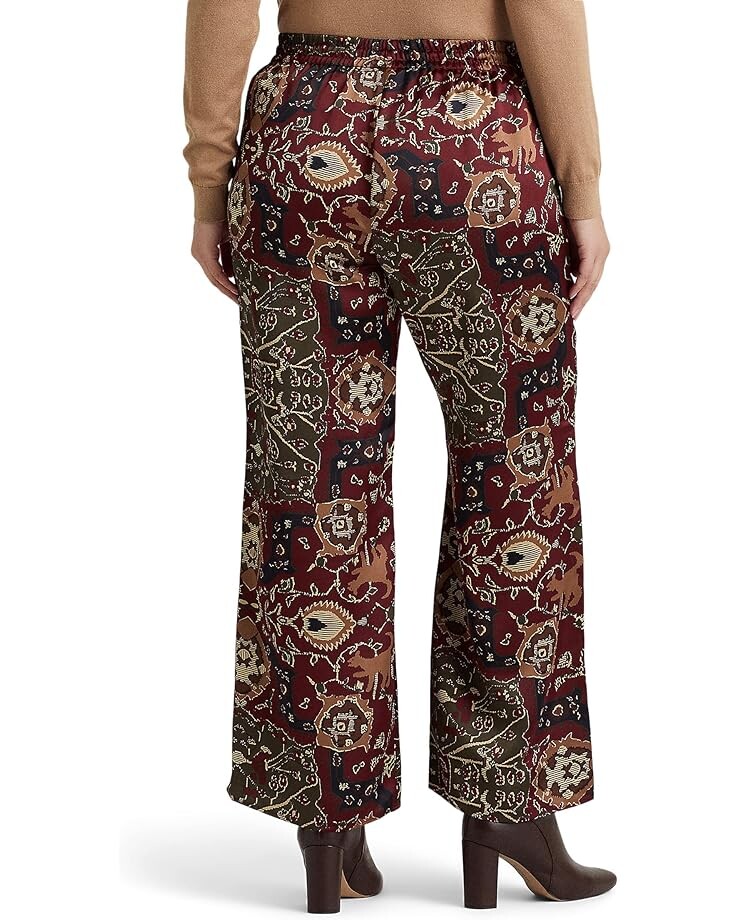 

Брюки LAUREN Ralph Lauren Plus Size Print Charmeuse Wide-Leg Pants, цвет Red Multi